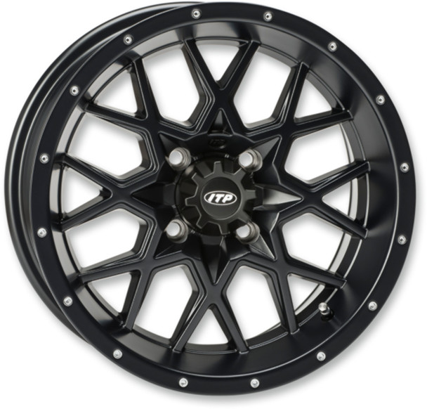 ITP Hurricane Matte Black Wheel with Machined Finish 12x7" / 4x110mm