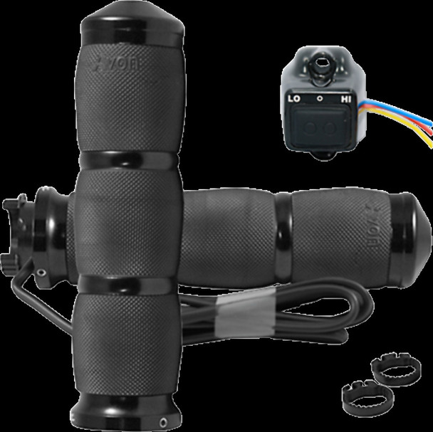 Avon Black Anodized Air Cushioned Heated Metric Cruiser Grips