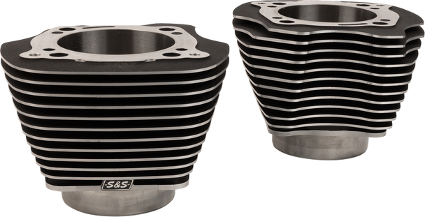 S&S Cycle 910-1005A Cylinder Set - Unhoned - Black w/Highlighted Fins - M8