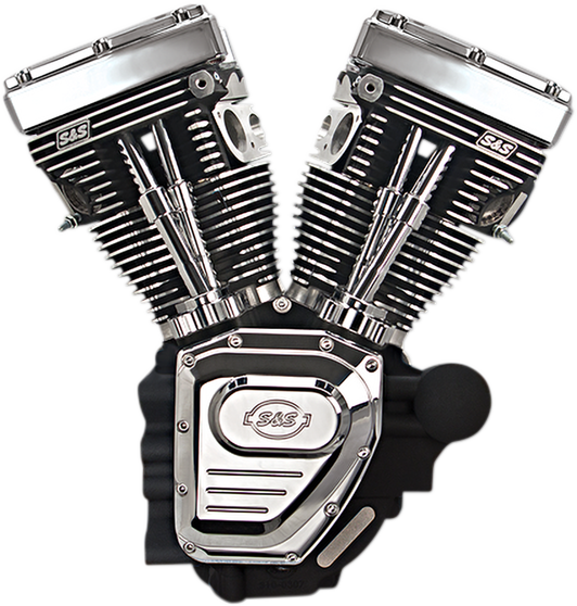 S&S Cycle 310-0401A T124 Long Block Engine - Wrinkle Black and Chrome - Touring