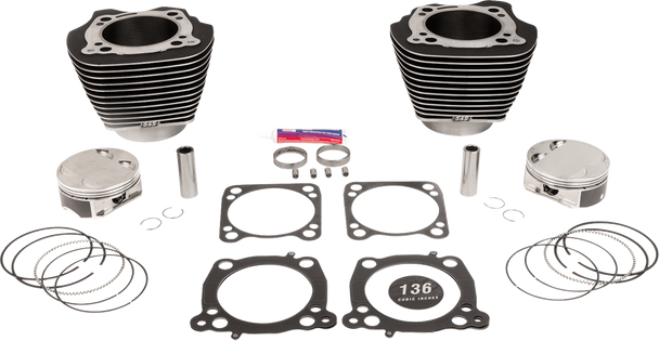 S&S Cycle 910-0848A 136" Cylinder Kit - Wrinkle Black w/Highlighted Fins - M8