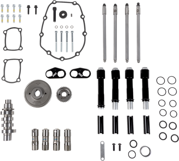 S&S Cycle 310-1412 Camshaft Kit - 496 Gear Drive - Black Pushrod Tubes - M8