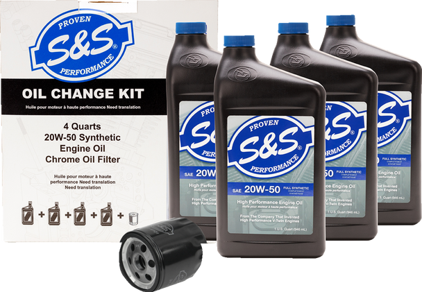 S&S Cycle 218945 Oil Change Kit - Black Filter - M8 - 5 US quarts