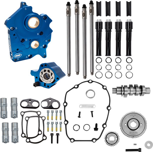 S&S Cycle 310-1383 Cam Chest Kit - Oil Cooled - Black Pushtubes - M8