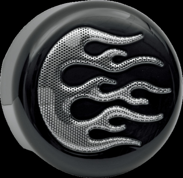 DRAG SPECIALTIES 2107-0053 COVER HORN BLACK CHROME FLAME