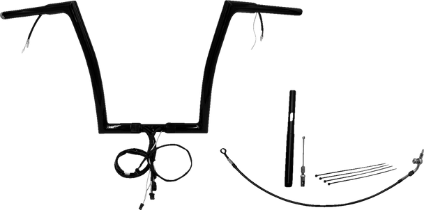 Fat Baggers Inc. 712914-B Ez Install Wired 1-1/4" Flat Top Handlebar Kit - 14"