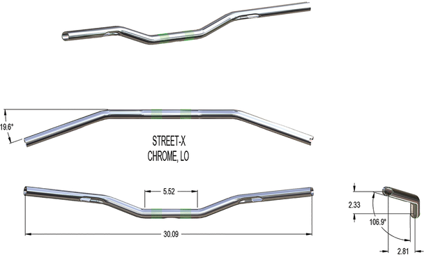Khrome Werks 300902 Street-X Handlebars - Low Bend - Chrome