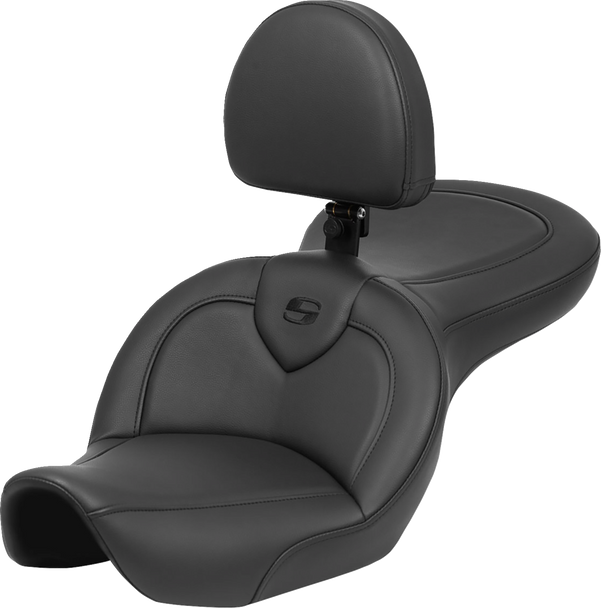 Saddlemen 896-05-187BR Roadsofa Seat - with Backrest - Black - FXDWG 96-23