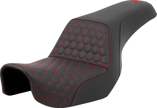 Saddlemen 806-04-17704 Step-Up Seat - Honeycomb - Red Stitching - Dyna 06-17