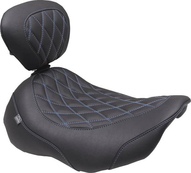 Mustang 89503SB Wide Tripper Seat - Solo - Sky Blue Stitching - FLT/FLH 23-25