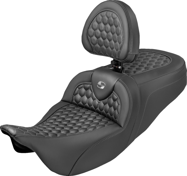 Saddlemen 808-07B-190B2 Ext Reach RoadSofa Seat - Honeycomb - FLH/FLT 08-25