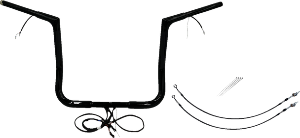 Fat Baggers Inc. 701214-B Ez Install Wired 1-1/4" Flat Top Handlebar Kit - 14"