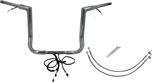 Fat Baggers Inc. 601214 Ez Install Wired 1-1/2" Flat Top Handlebar Kit - 14"
