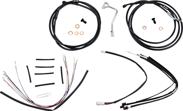 Burly Brand B30-1179 Complete Black Vinyl Handlebar Cable/Line Kit for Ape