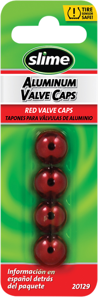 Slime 20129 Valve Stem Caps - Red - 4 Pack