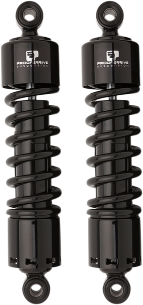 Progressive 412 Series 12" Black Heavy Duty Rear Shocks Harley Dyna 91-15