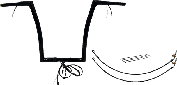 Fat Baggers Inc. 702916-B Ez Install Wired 1-1/4" Flat Top Handlebar Kit - 16"