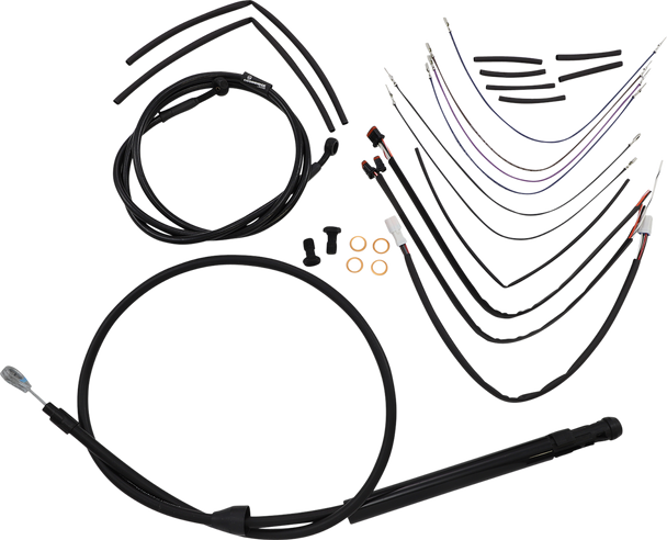 Burly Brand B30-1260 Complete Black Vinyl Handlebar Cable/Line Kit for Ape