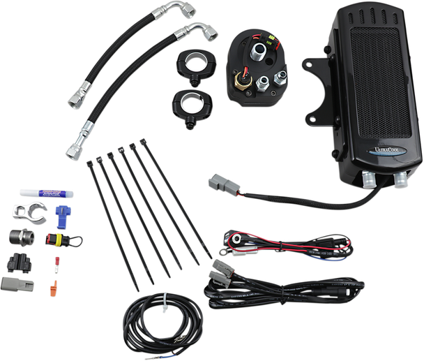 Ultracool SMS-1G Oil Cooler Kit - Side Mount - Gloss Black - Softail