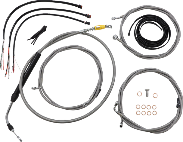 La Choppers LA-8058KT2-19 Complete Stainless Braided Handlebar Cable/Brake Line