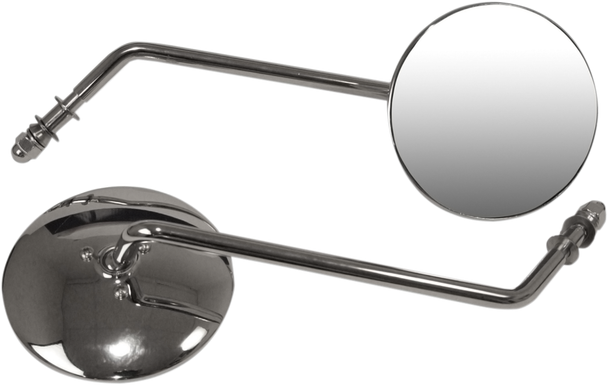 Emgo 20-21795 Mirrors - Side View - Smooth/Round - Long Stem - Pair - Universal