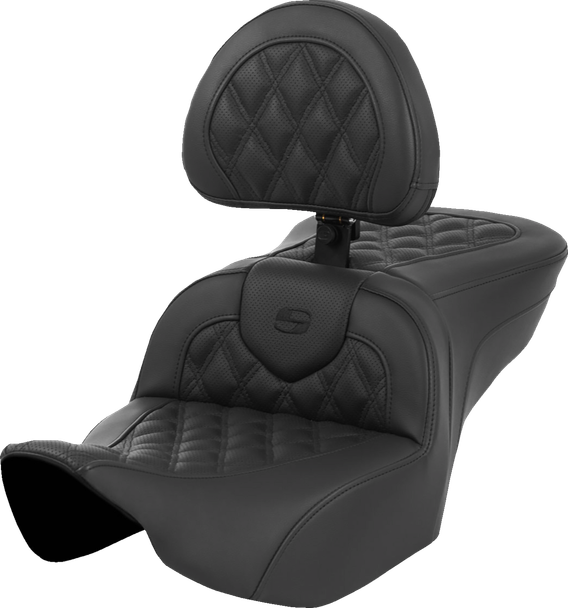 Saddlemen 823-07-182C0 Htd Roadsofa Seat - w/ Backrest - FLT/FLH 23-24