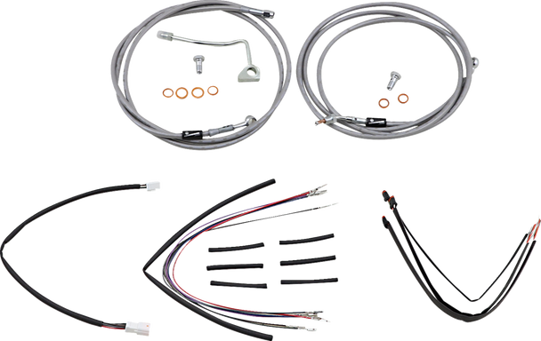 Burly Brand B30-1163 Complete Stainless Braided Handlebar Cable/Brake Line Kit