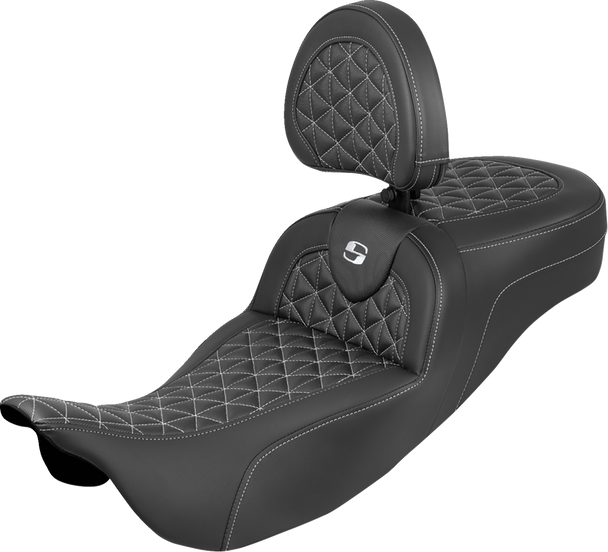 Saddlemen 808-07B-211B6 RoadSofa Tri Gripper Seat - Ext Reach - FLH/FLT 08-25