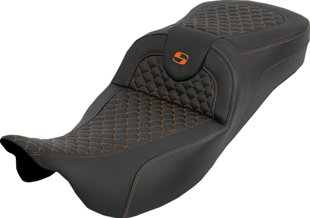 Saddlemen 808-07B-20903 Ext Reach RoadSofa Seat - Dragon Scale - FLH/FLT 08-25