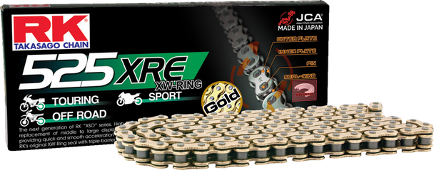 RK GB525XRE-108 525 Xre - Drive Chain - 108 Links - Gold