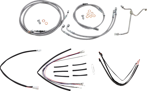 Burly Brand B30-1157 Complete Stainless Braided Handlebar Cable/Brake Line Kit