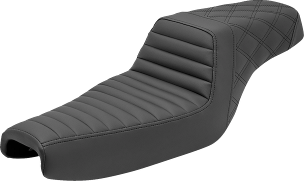 Saddlemen 807-11-176 Step-Up Seat - Front Tuck-n-Roll/Rear Lattice Stch - Black