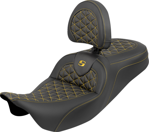 Saddlemen 808-07B-210B7 RoadSofa Tri Gripper Seat - FLH/FLT 08-25
