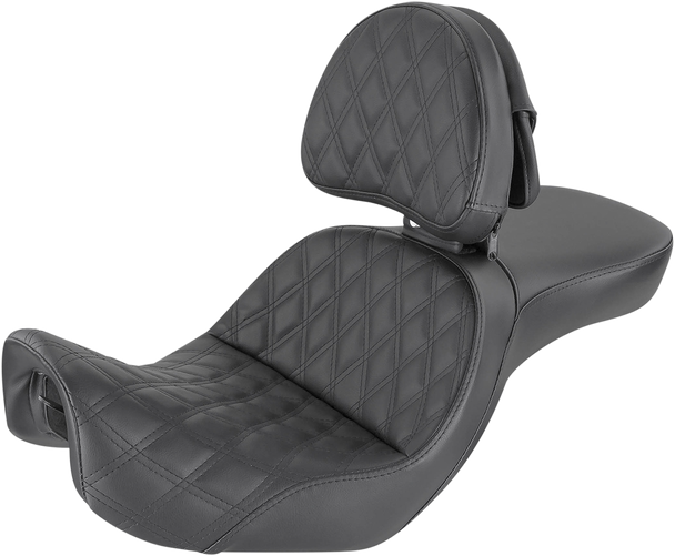 Saddlemen 806-04-030LS Explorer Seat - w/ Backrest - Lattice Stitched - FXD