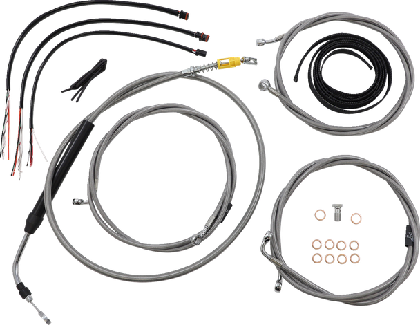 La Choppers LA-8056KT2-19 Complete Stainless Braided Handlebar Cable/Brake Line