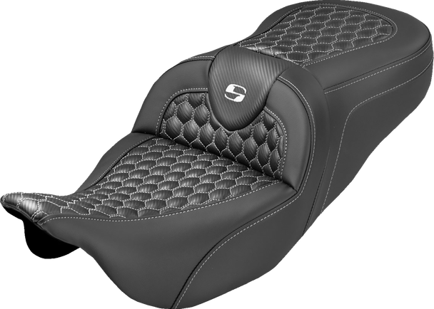 Saddlemen 808-07B-19006 Ext Reach RoadSofa Seat - Honeycomb - FLH/FLT 08-25