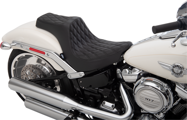 Drag Specialties Predator III Diamond Vinyl Seat 2 Up 18+ Harley Softail Fatboy