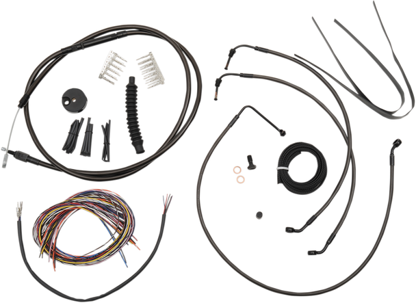 La Choppers LA-8011KT2B-13M Complete Midnight Braided Cable Kit - 16 Flhr