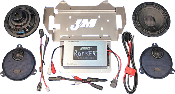 J & M RKT6-400HC14 400 W 2-Channel Amplifier/Speaker Kit - 14-23