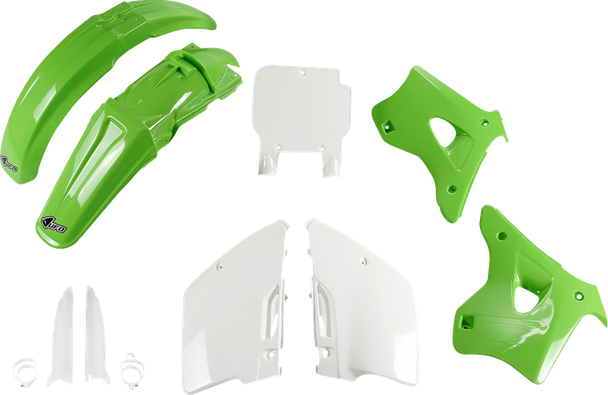 UFO KAKIT193F@999 Body Kit - Oem Green/White - for Kawasaki - Kx 94-95