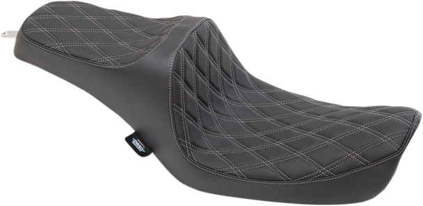 Drag Specialties 0803-0653 Predator III Seat Diamond Silver Stitch 96-03 FXD