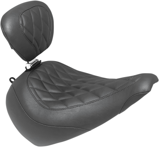 Mustang 83025 Wide Tripper Seat - with Driver's Backrest - Diamond Stitching