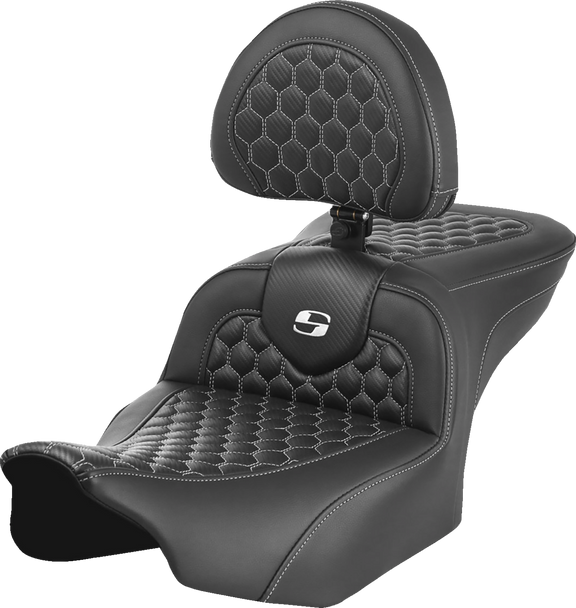 Saddlemen 823-07-189B6 Roadsofa Seat - w/ Backrest - Honeycomb - FLTR/FLHX 23-24