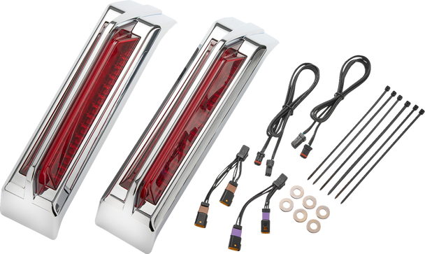 Ciro 42052 Filler Panel Tail Lights - Red Lens - Chrome