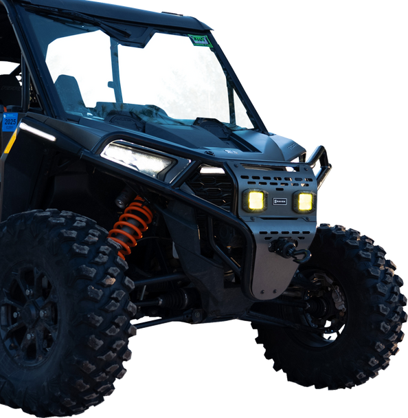 Ravek 64-317BKLA Front Bumper/Skid Plate with Amber Lights - Black - Rzr Xp 1000
