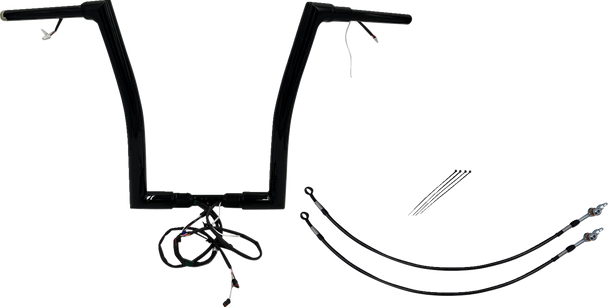 Fat Baggers Inc. 601316-B Ez Install Wired 1-1/2" Flat Top Handlebar Kit - 16"