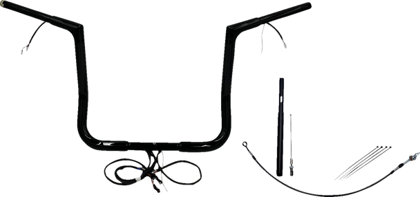 Fat Baggers Inc. 712014-B Ez Install Wired 1-1/4" Flat Top Handlebar Kit - 14"