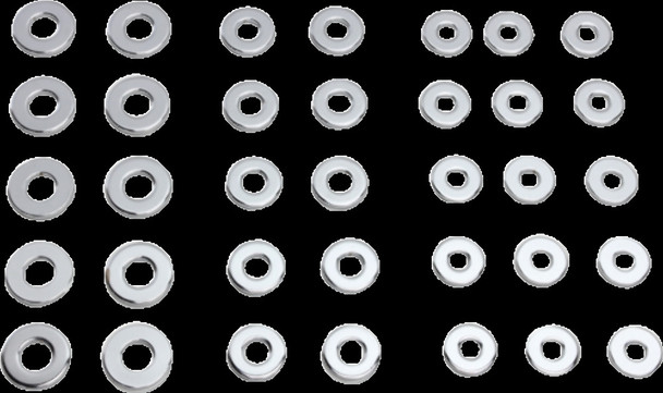 DRAG SPECIALTIES DS-190501 CHROME S.A.E. FLAT WASHER KIT (35 Pack)