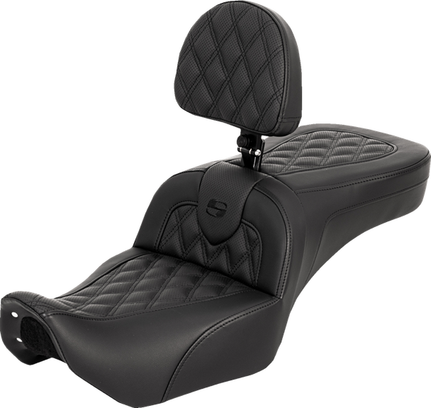 Saddlemen 822-11-182BR RoadSofa Seat - w/ Backrest - Lattice Stch - RH975 22-25