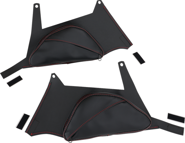 Show Chrome H40-401CRED Dual Side Tank Pouch - Ballistic w/ Red Stitch - Ryker